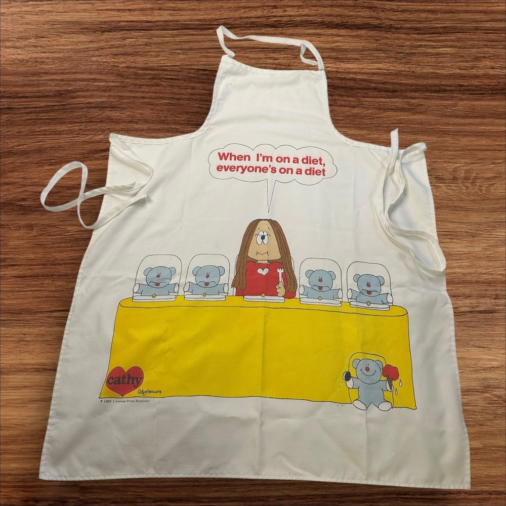 Cathy Guisewite Vintage Apron 1982 Funny Diet Cartoon‎ Novelty Kitchen Humor